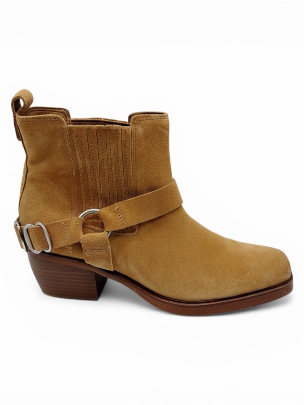 Sam‎ Edelman Boots Women 9 Tan Britten Harness Suede Western Square Toe Booties